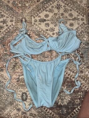 Light Blue Tie-String Bikini Set